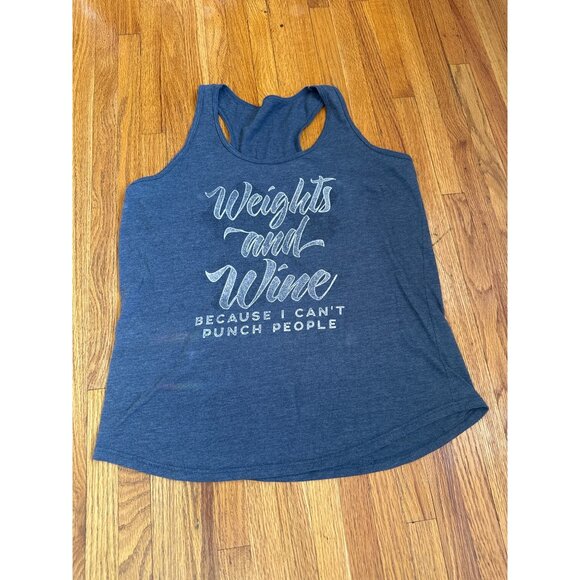 Weights And Wine Racerback Tank Top - Picture 1 of 4